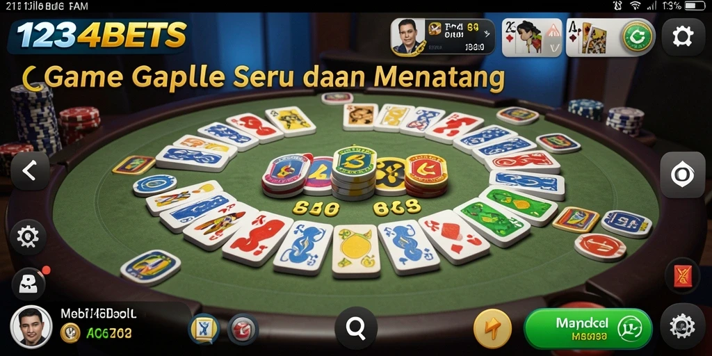 Tampilan gameplay seru di 1234BETS dengan fitur Gaple.