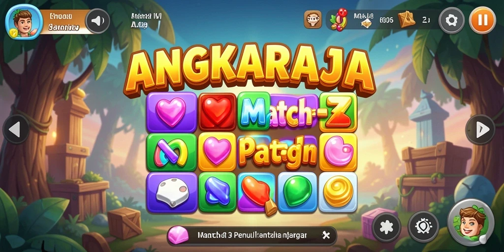 Tampilan gameplay seru di ANGKARAJA dengan elemen Match-3.