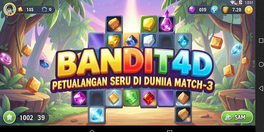 Screenshot utama BANDIT4D menampilkan aksi seru gameplay Match-3.