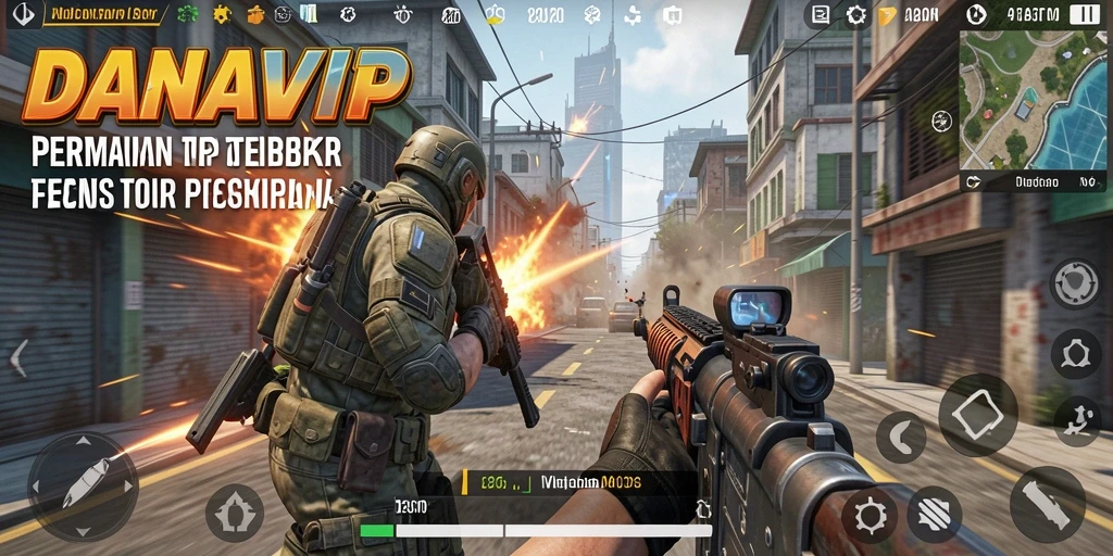 Screenshot gameplay menegangkan dari DANAVIP dalam aksi TPS.