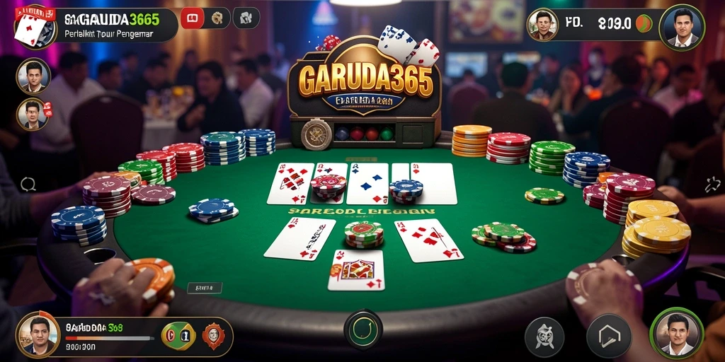 Screenshot permainan Poker di GARUDA365 menampilkan aksi seru dan interaksi antar pemain.