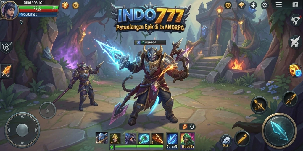 Tangkapan layar utama INDO777 menampilkan aksi seru dalam dunia MMORPG.