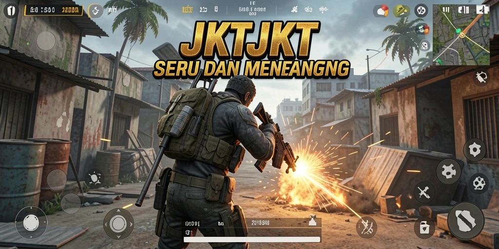 Tangkapan layar dari gameplay seru JKTJKT yang penuh aksi Battle Royale.