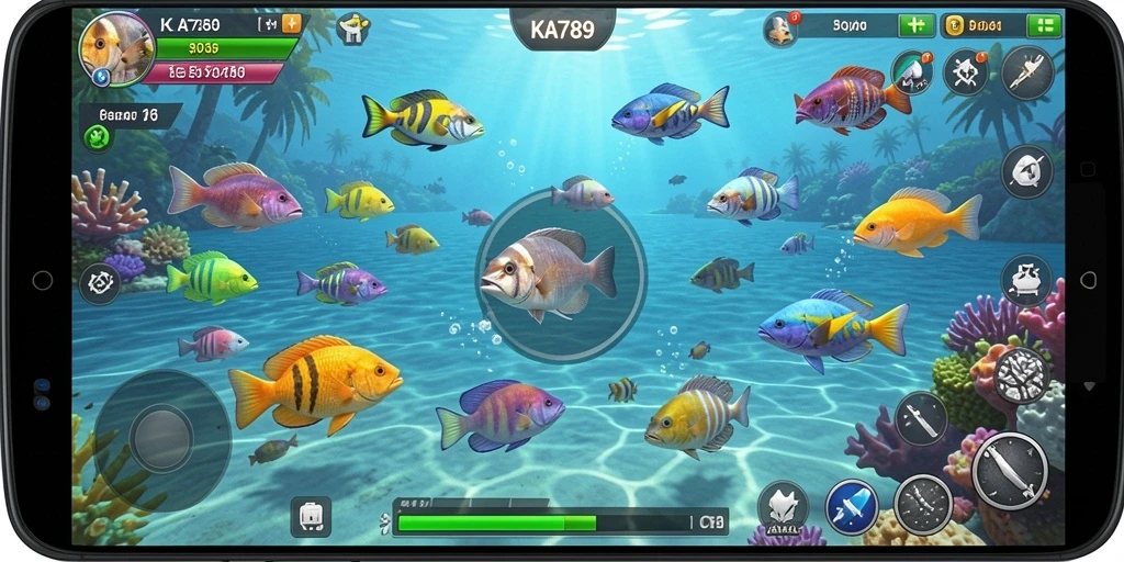 Screenshot menunjukkan aksi seru dalam permainan Tembak Ikan.