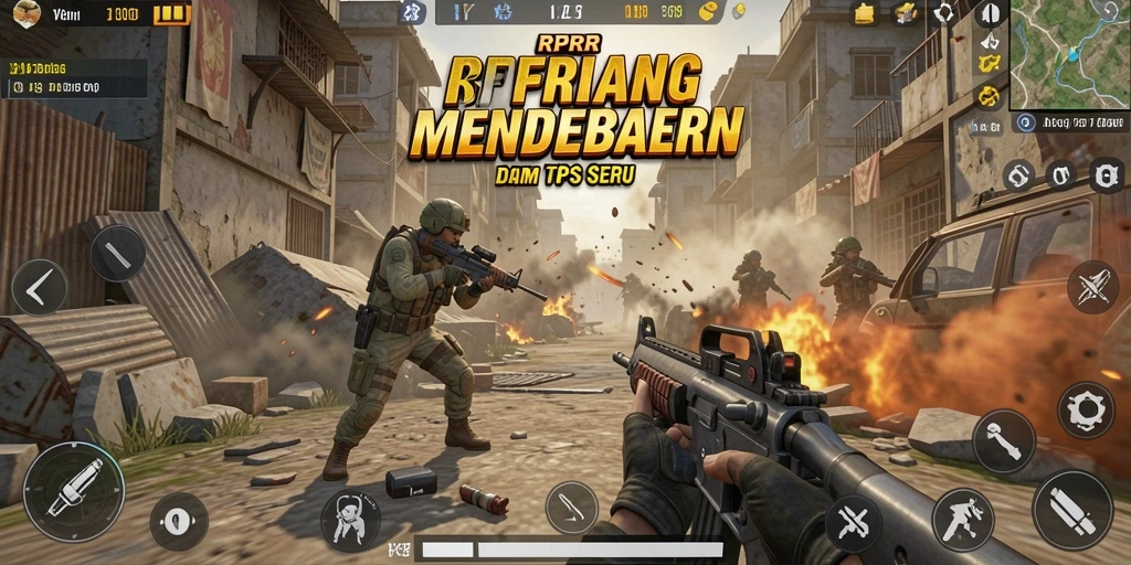 Screenshot gameplay RPRR menunjukkan aksi seru pertarungan TPS.