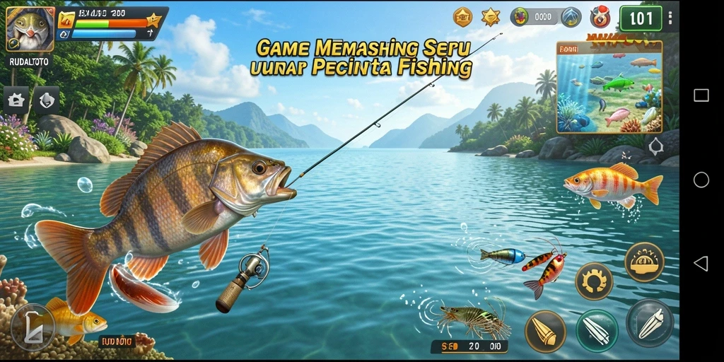Tangkapan besar di RUDALTOTO, gameplay memancing yang mengasyikkan.