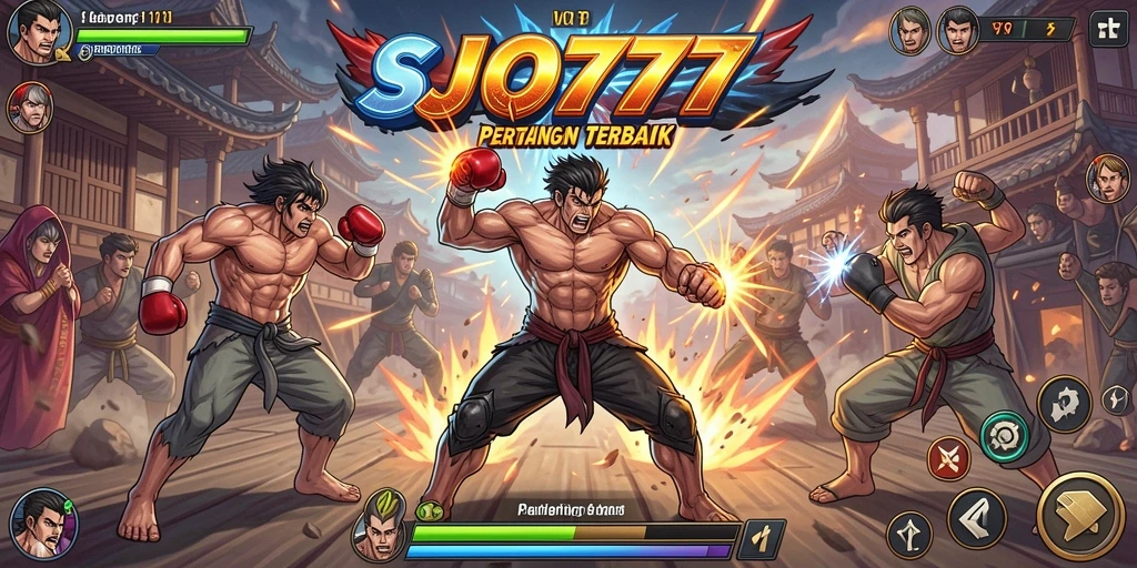Screenshot gameplay SJO777 dengan aksi bertarung yang intens.