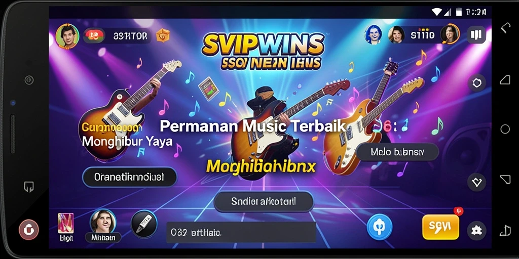 Screenshot gameplay SVIPWINS dengan elemen musik yang interaktif.
